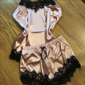 Rose and black pajama set